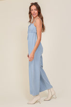 Load image into Gallery viewer, Denim Blue Sleeveless Jumpsuit With Self Jump Tie