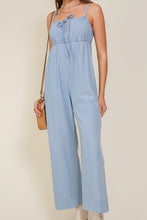 Load image into Gallery viewer, Denim Blue Sleeveless Jumpsuit With Self Jump Tie