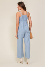 Load image into Gallery viewer, Denim Blue Sleeveless Jumpsuit With Self Jump Tie