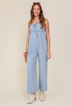 Load image into Gallery viewer, Denim Blue Sleeveless Jumpsuit With Self Jump Tie