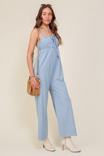 Load image into Gallery viewer, Denim Blue Sleeveless Jumpsuit With Self Jump Tie