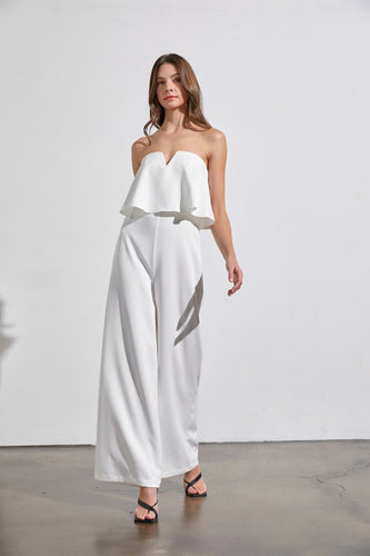 Effortless Strapless Off White Jumpsuit