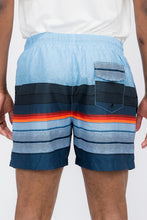 Load image into Gallery viewer, Men&#39;s Blue Stripes Swim Trunks Board Shorts