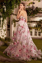Load image into Gallery viewer, Portrait Of A Rose Strapless Floral Organza Tulle Maxi Gown