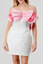 Load image into Gallery viewer, Pretty In Pink Present Bow Strapless Ribbon Dress