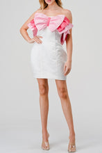 Load image into Gallery viewer, Pretty In Pink Present Bow Strapless Ribbon Dress