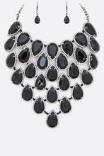 Load image into Gallery viewer, Crystal Teardrop Gold/Clear Statement Bib Necklace Set