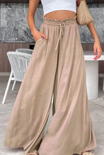 Load image into Gallery viewer, Bamboo Green Ruffled High Waist Wide Leg Pants