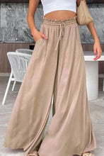 Load image into Gallery viewer, Black Ruffled High Waist Wide Leg Pants