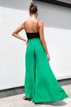 Load image into Gallery viewer, Bamboo Green Ruffled High Waist Wide Leg Pants