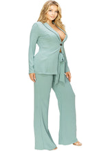 Load image into Gallery viewer, Plus Size Summer Sage Blue Blazer &amp; Pants Set