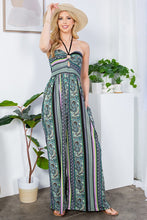 Load image into Gallery viewer, Tribal Black Cut Out Wide Leg Halter Jumpsuit with Pockets