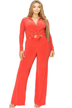Load image into Gallery viewer, Plus Size Orange Button Down 2pc Shirt &amp; Pants Set