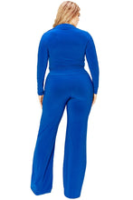 Load image into Gallery viewer, Plus Size Blue Button Down 2pc Shirt &amp; Pants Set