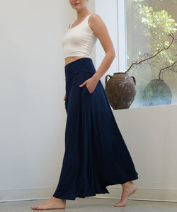 Soft Organic Taupe Bamboo Maxi Skirt w/Pockets