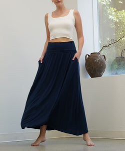 Soft Organic Taupe Bamboo Maxi Skirt w/Pockets