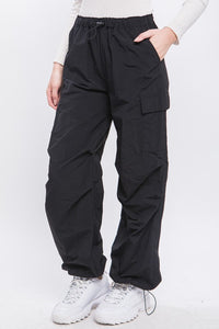 Loose Fit Khaki Parachute Cargo Pants