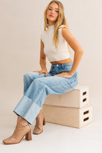 Load image into Gallery viewer, Denim Blue High-Waisted Wide Leg Cuffed Jeans