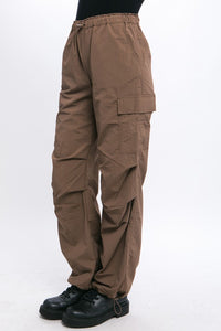 Loose Fit Khaki Parachute Cargo Pants