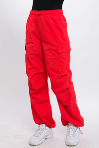 Loose Fit Khaki Parachute Cargo Pants