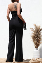 Load image into Gallery viewer, Luxe Black Halter Knit Sleeveless Jumpsuit
