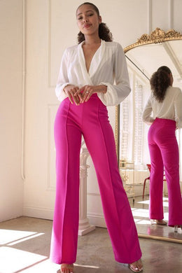 Design Chic Pink Classic Fit High Waist Pants