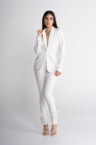 Santorini White Tailored Blazer & Pants Suit Set