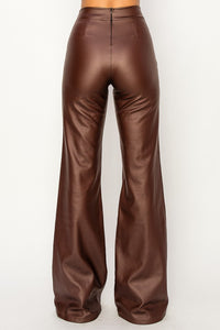 Chocolate Brown High Waist Faux Leather Pants