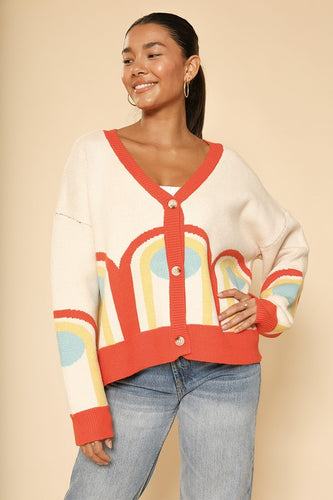 Retro Arch Multi-Cream Cardigan