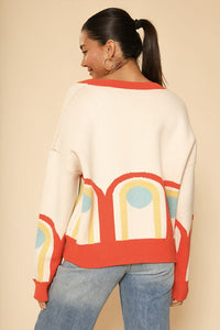 Retro Arch Multi-Cream Cardigan