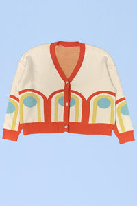 Retro Arch Multi-Cream Cardigan