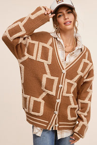 English Style Oversized Long Sleeve Cardigan