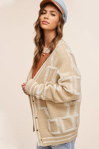 English Style Oversized Long Sleeve Cardigan