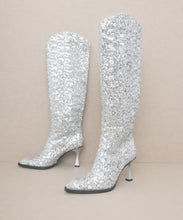 Load image into Gallery viewer, Black Jewel Knee High Sequin Encrusted Sparkle Boots