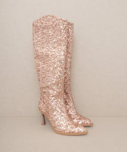 Load image into Gallery viewer, Silver Jewel Knee High Sequin Encrusted Sparkle Boots