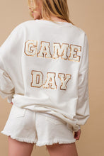 Load image into Gallery viewer, Fleece Terry White Football Sequin Patch Sweatshirt