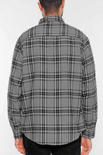 Load image into Gallery viewer, Men&#39;s Grey Flannel Plaid Long Sleeve Checkered Shirt