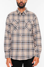 Load image into Gallery viewer, Men&#39;s Grey Flannel Plaid Long Sleeve Checkered Shirt