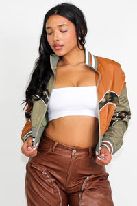 Sporty Color Block Brown/Green Jacket