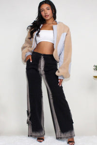 Cherish Charm Sherpa Multi-Colored Cropped Jacket