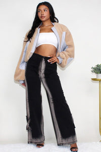 Cherish Charm Sherpa Multi-Colored Cropped Jacket