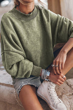 Load image into Gallery viewer, Mineral Washed Olive Green Acid Dye Sweatshirt Pullover Sweater