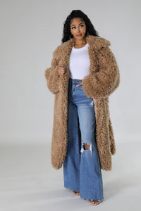 Athina Brown Fuzzy Fur Winter Heavy Jacket