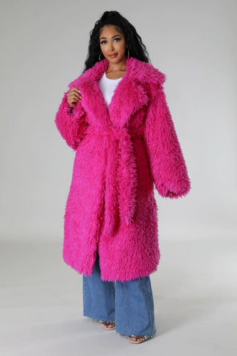 Athina Pink Fuzzy Fur Winter Heavy Jacket