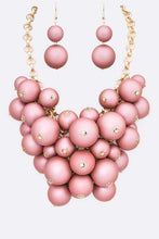 Load image into Gallery viewer, Burgundy Matted Finish Mix Beads Statement Necklace Set