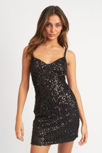 Load image into Gallery viewer, Black Sequin Glitter Sleeveless Party Dress