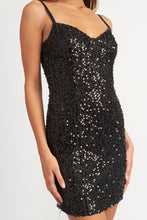 Load image into Gallery viewer, Black Sequin Glitter Sleeveless Party Dress