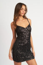 Load image into Gallery viewer, Black Sequin Glitter Sleeveless Party Dress