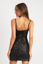 Load image into Gallery viewer, Black Sequin Glitter Sleeveless Party Dress