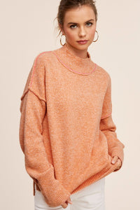 Ella Knit Cozy Warm Pumpkin Mock Style Long Sleeve Sweater